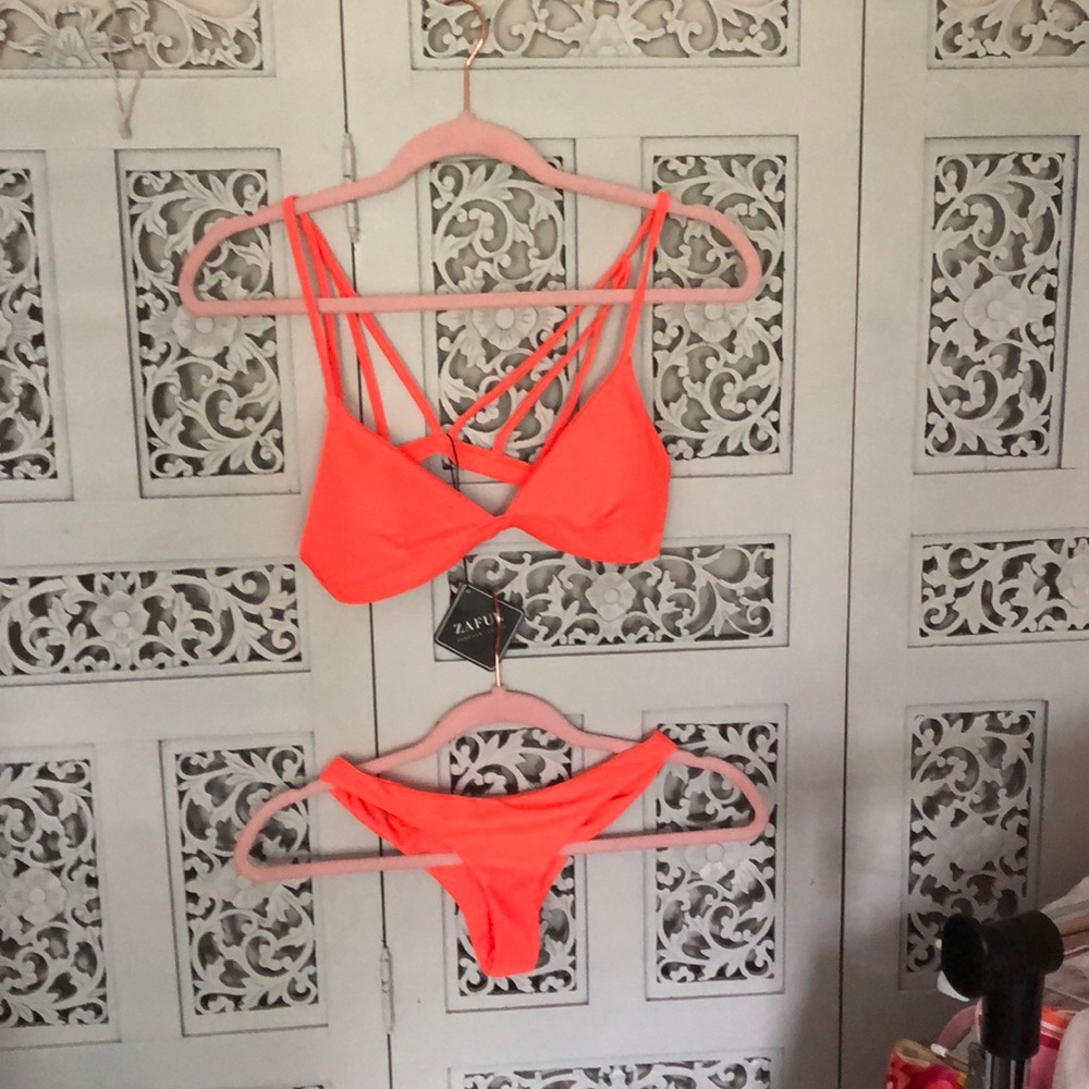 Size small hot orange Zaful bikini.